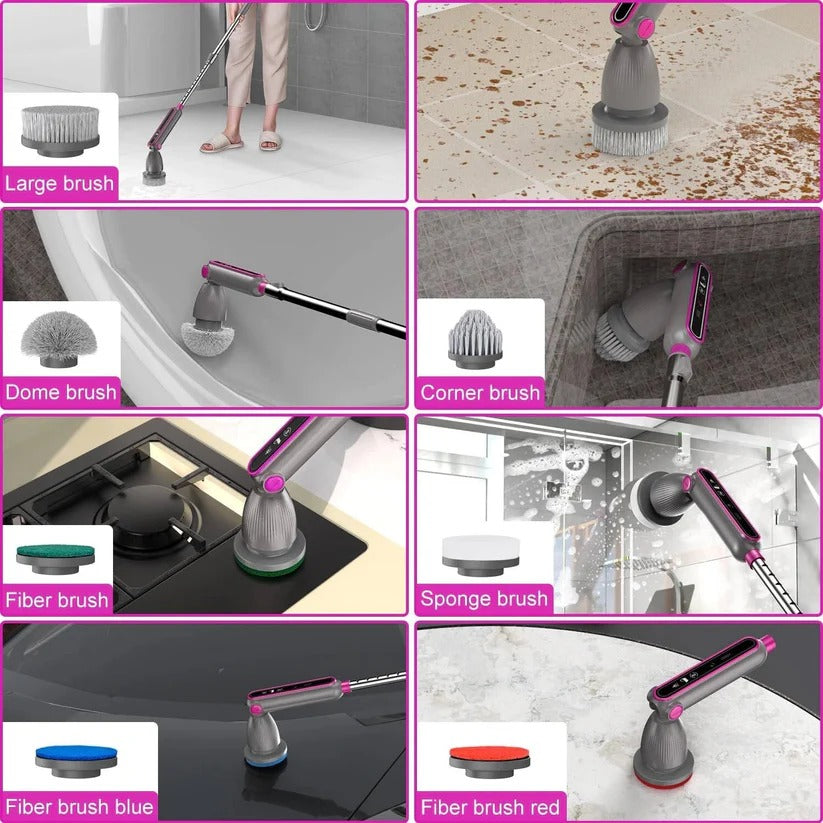 Powerful Electric Spin Scrubber with Rotating Brush Head & Adjustable Ergonomic Handle - Perfect for Deep Cleaning!