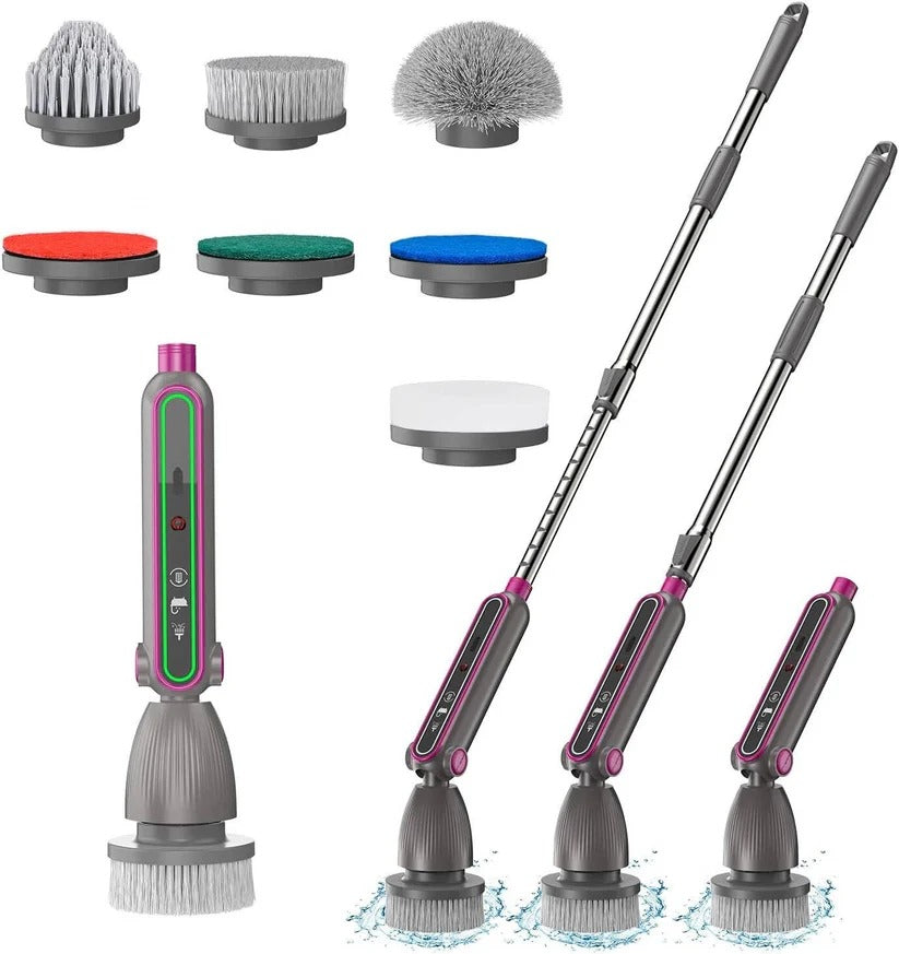 Powerful Electric Spin Scrubber with Rotating Brush Head & Adjustable Ergonomic Handle - Perfect for Deep Cleaning!