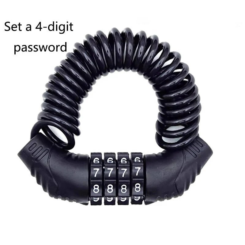 Secure Motorcycle Helmet Cable Lock - 59-Inch Steel Cable with Resettable Combination Lock for Maximum Protection