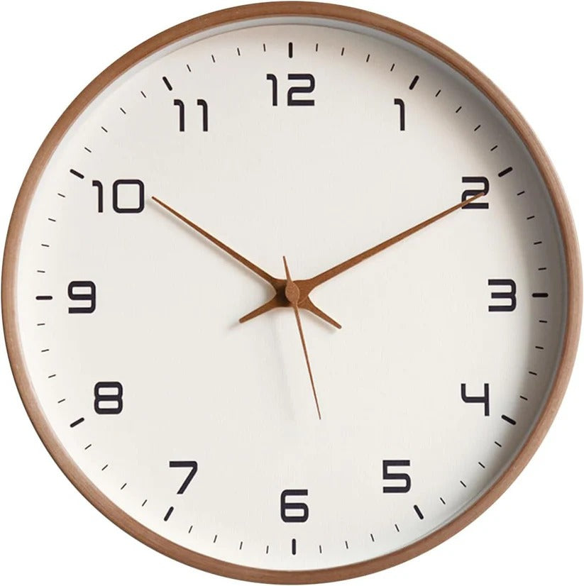 Classic 10-Inch Round Wooden Wall Clock - Elegant Home Decor with Timeless Design