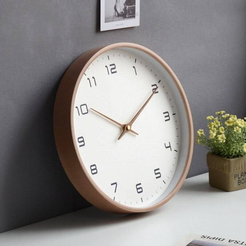 Classic 10-Inch Round Wooden Wall Clock - Elegant Home Decor with Timeless Design