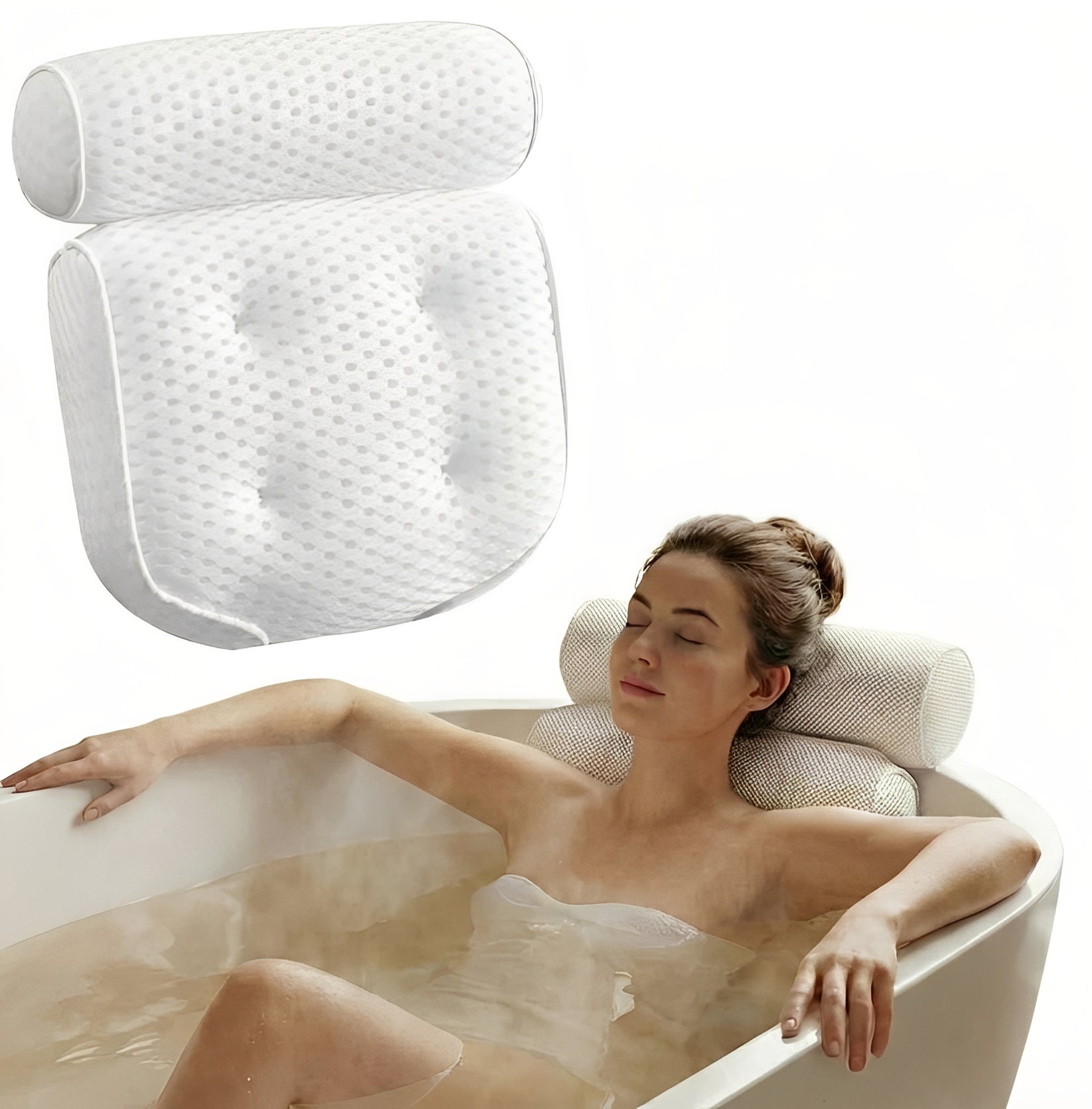 Premium Bathtub Pillow with Suction Cup Base - Ultimate Neck and Back Support for Relaxing Baths