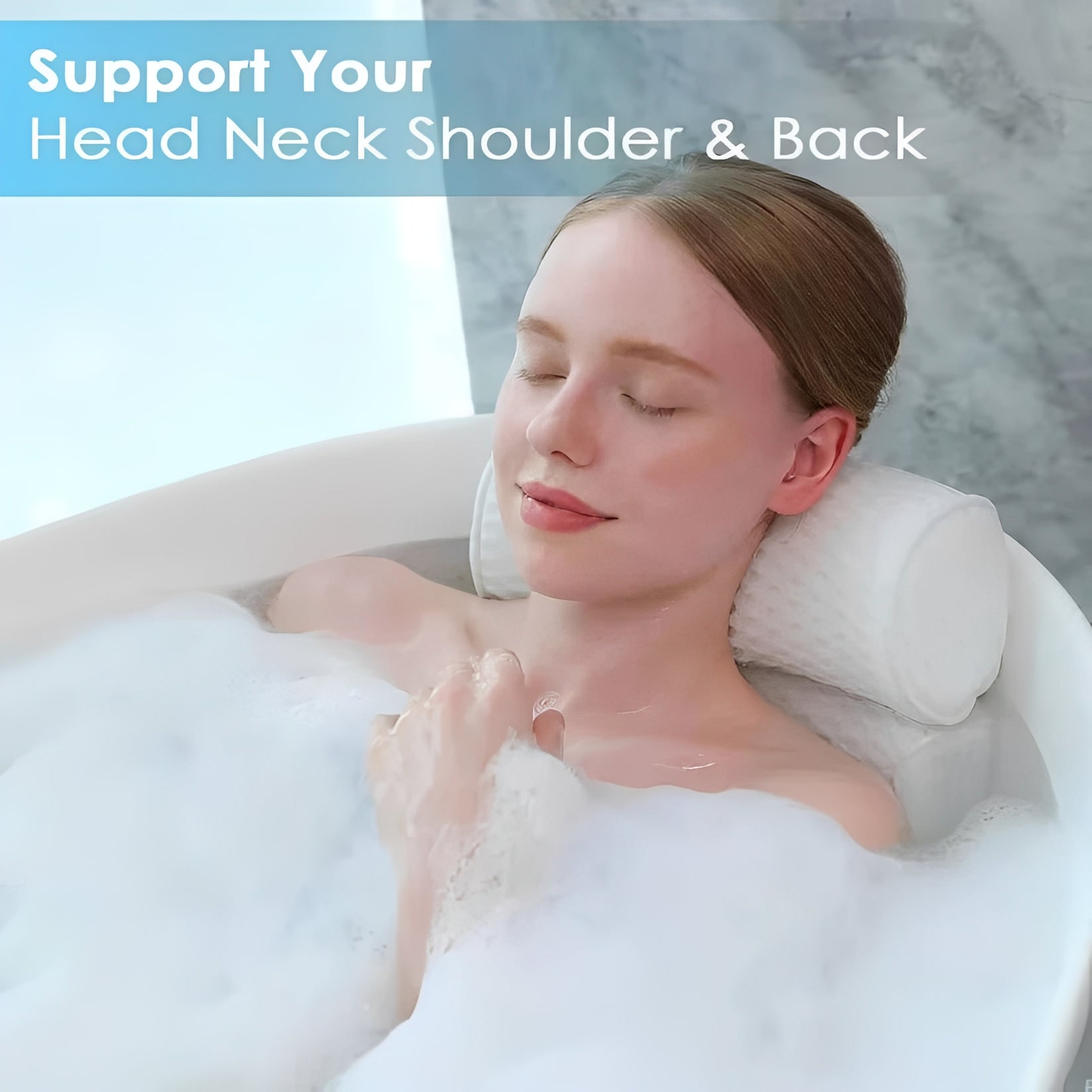 Premium Bathtub Pillow with Suction Cup Base - Ultimate Neck and Back Support for Relaxing Baths