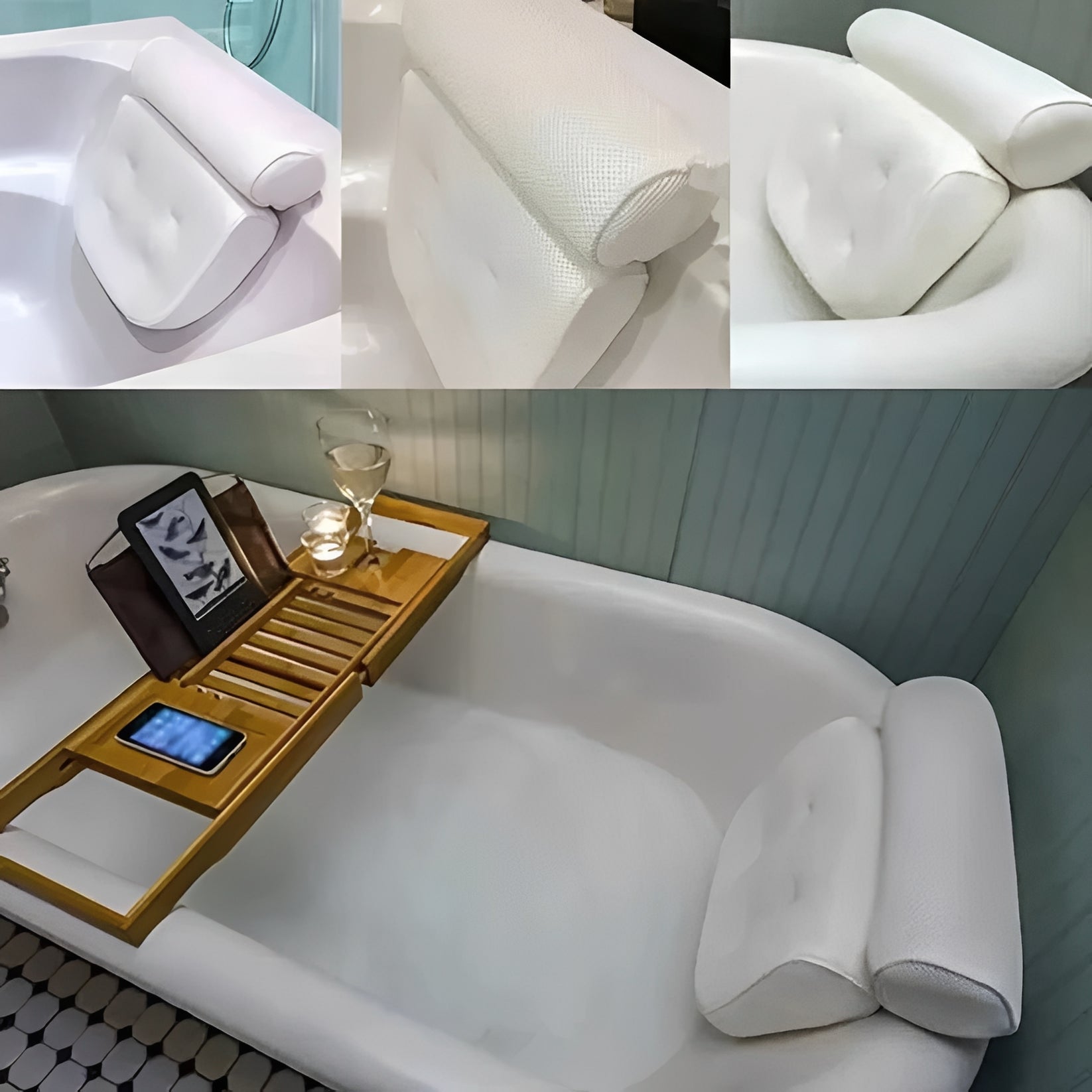 Premium Bathtub Pillow with Suction Cup Base - Ultimate Neck and Back Support for Relaxing Baths