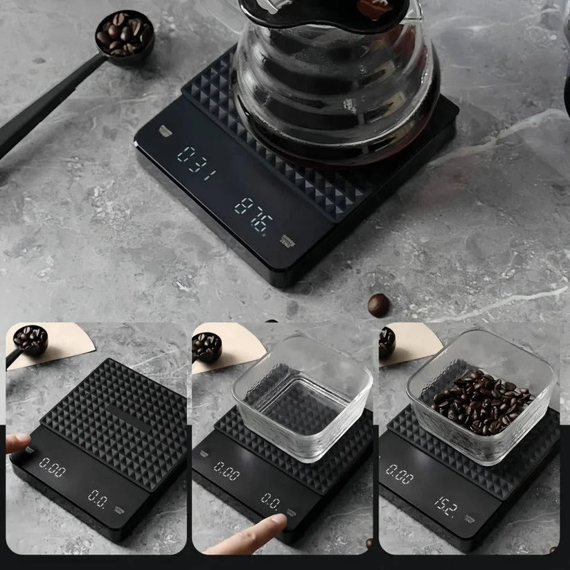 Precision Coffee Scale with Timer & Drip Mat - 3kg Capacity, Ideal for Perfect Brewing