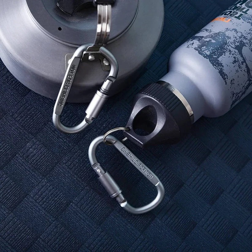 Set of 6 Aluminum D-Shape Carabiner Clips with Secure Screw Lock - Lightweight, Durable, Perfect for Outdoor Activities