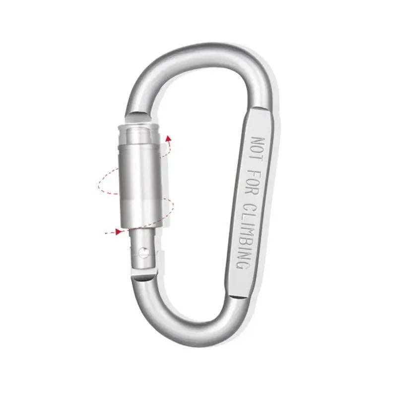 Set of 6 Aluminum D-Shape Carabiner Clips with Secure Screw Lock - Lightweight, Durable, Perfect for Outdoor Activities