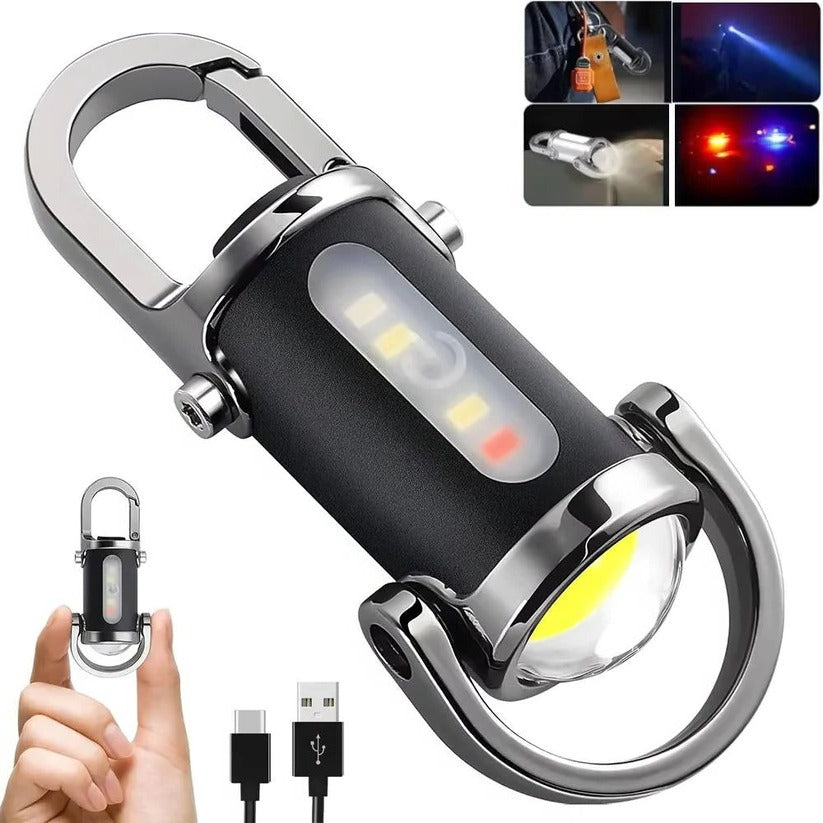 Rechargeable Keychain Flashlight - 6 Light Modes & COB Work Light - Compact, Portable & Versatile Illumination