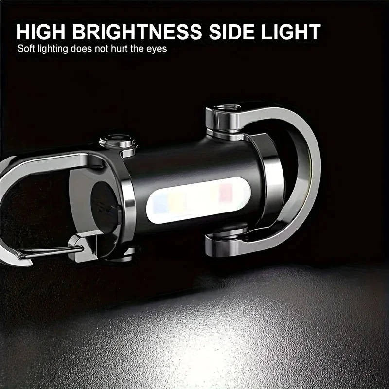 Rechargeable Keychain Flashlight - 6 Light Modes & COB Work Light - Compact, Portable & Versatile Illumination