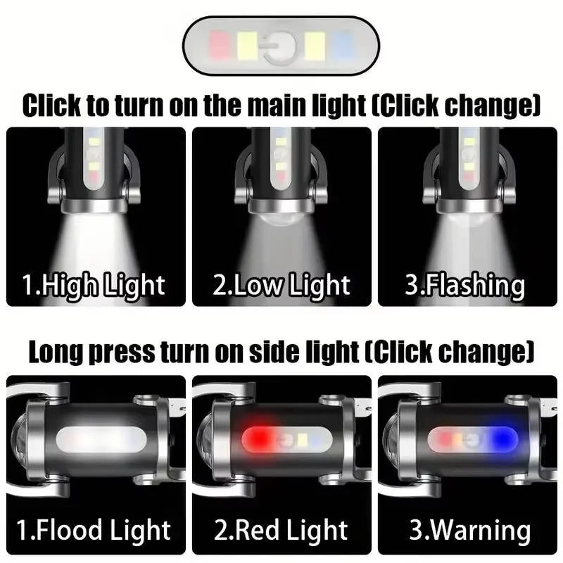 Rechargeable Keychain Flashlight - 6 Light Modes & COB Work Light - Compact, Portable & Versatile Illumination