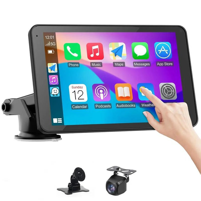 7-Inch Wireless Car Touchscreen Display with Voice Control - Perfect for Vehicles