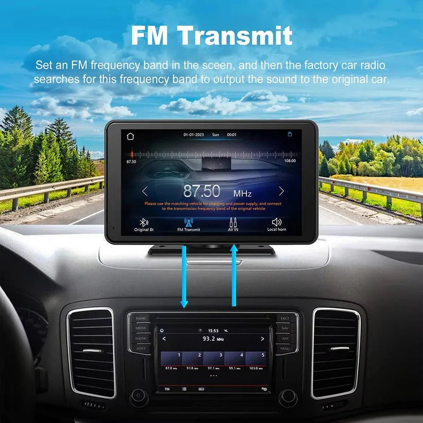 7-Inch Wireless Car Touchscreen Display with Voice Control - Perfect for Vehicles