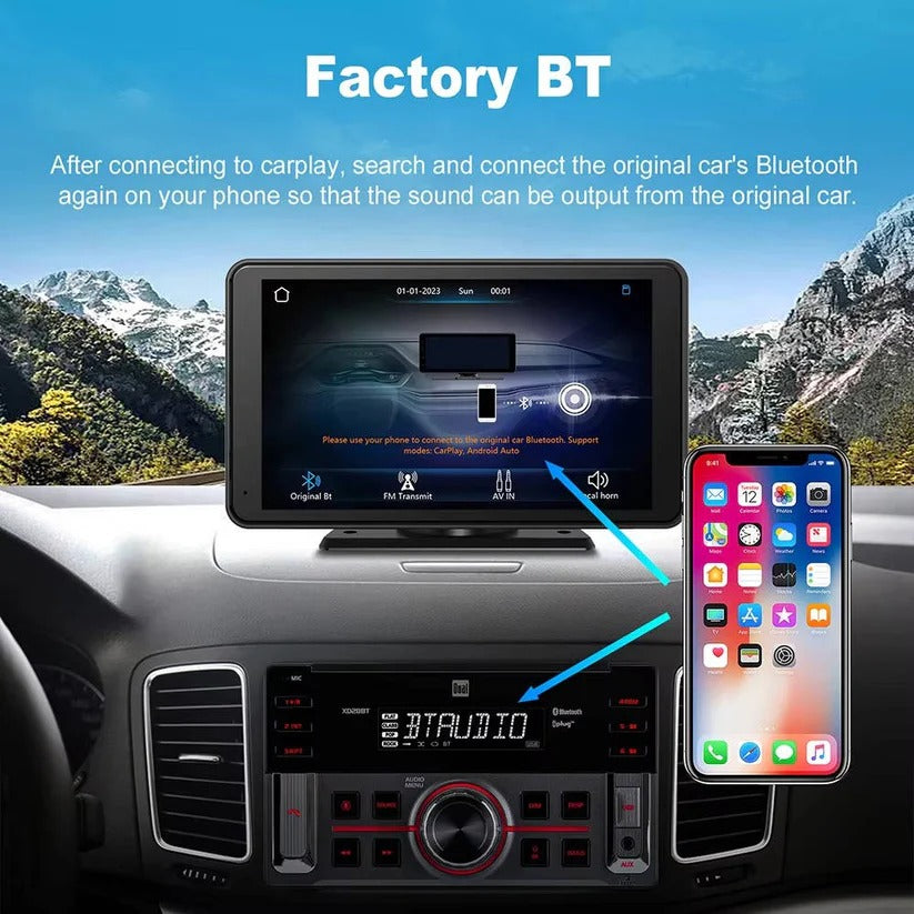 7-Inch Wireless Car Touchscreen Display with Voice Control - Perfect for Vehicles