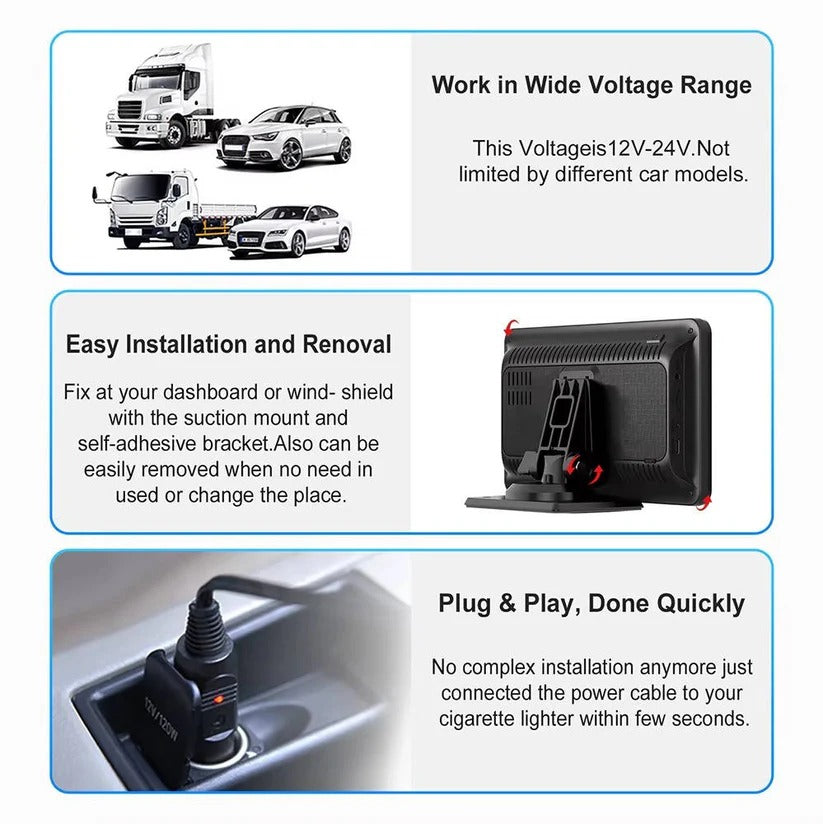 7-Inch Wireless Car Touchscreen Display with Voice Control - Perfect for Vehicles