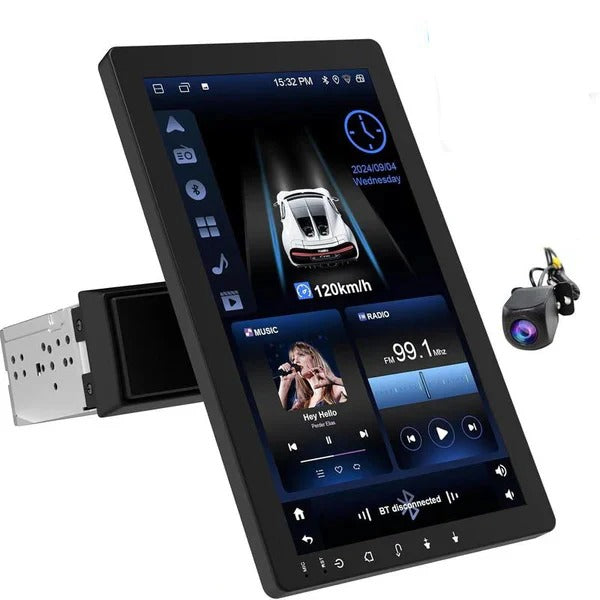 Bluetooth Touchscreen Car Stereo with Rotating Display & Backup Camera Support - Ultimate In-Car Entertainment System