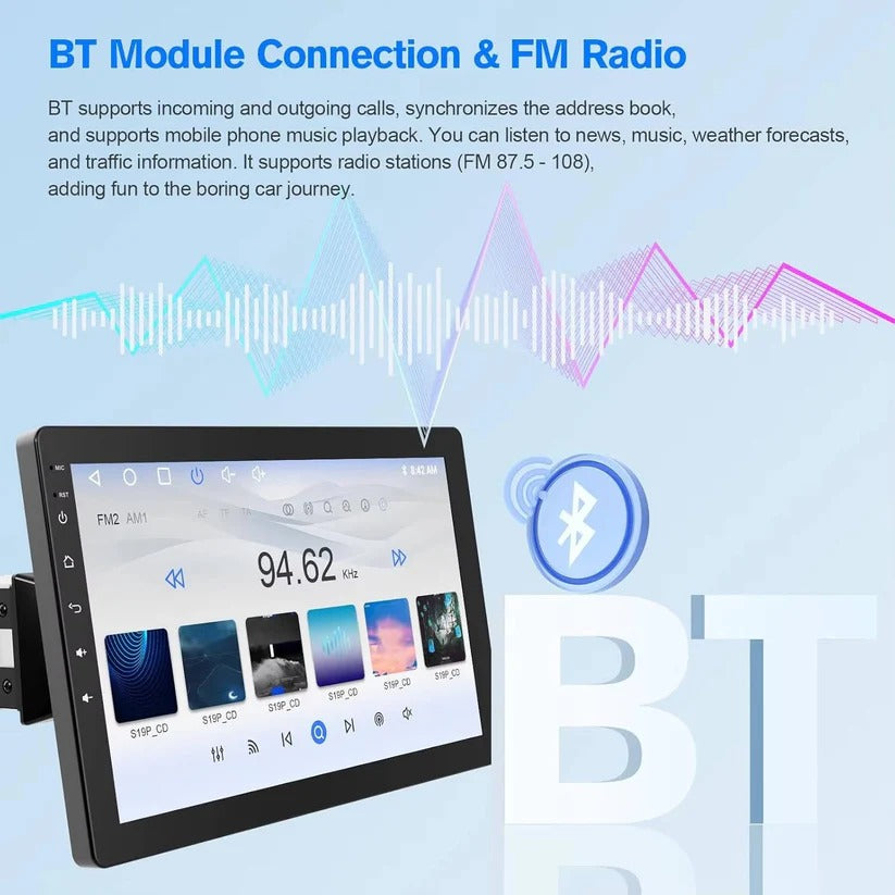 Bluetooth Touchscreen Car Stereo with Rotating Display & Backup Camera Support - Ultimate In-Car Entertainment System