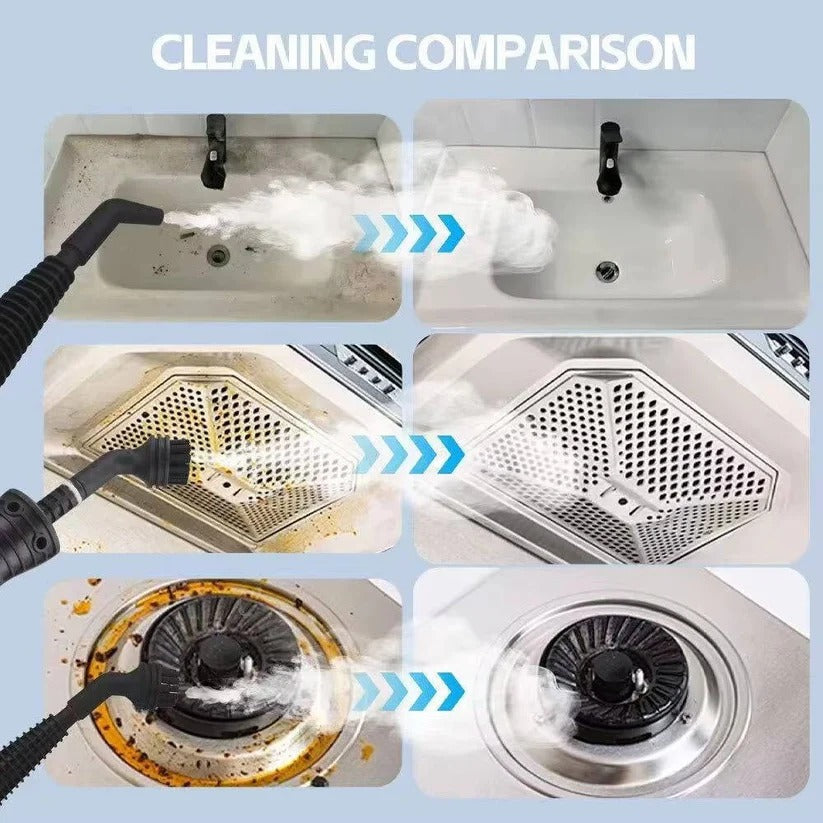 1050W Portable Steam Cleaner - 3 Bar Pressure with Multi-Brush Attachments for Deep Cleaning