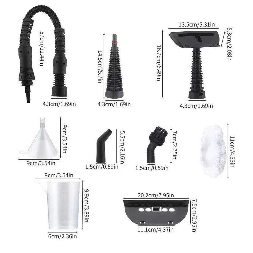 1050W Portable Steam Cleaner - 3 Bar Pressure with Multi-Brush Attachments for Deep Cleaning