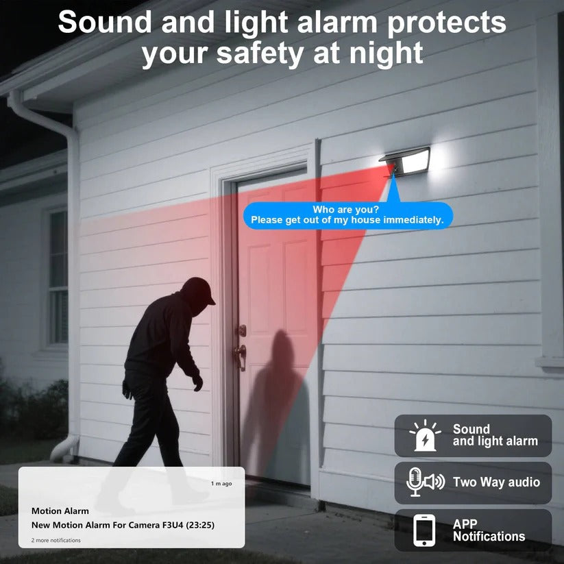 Wireless Solar-Powered Security Camera with Floodlight & PIR Motion Detection - Outdoor Surveillance Solution