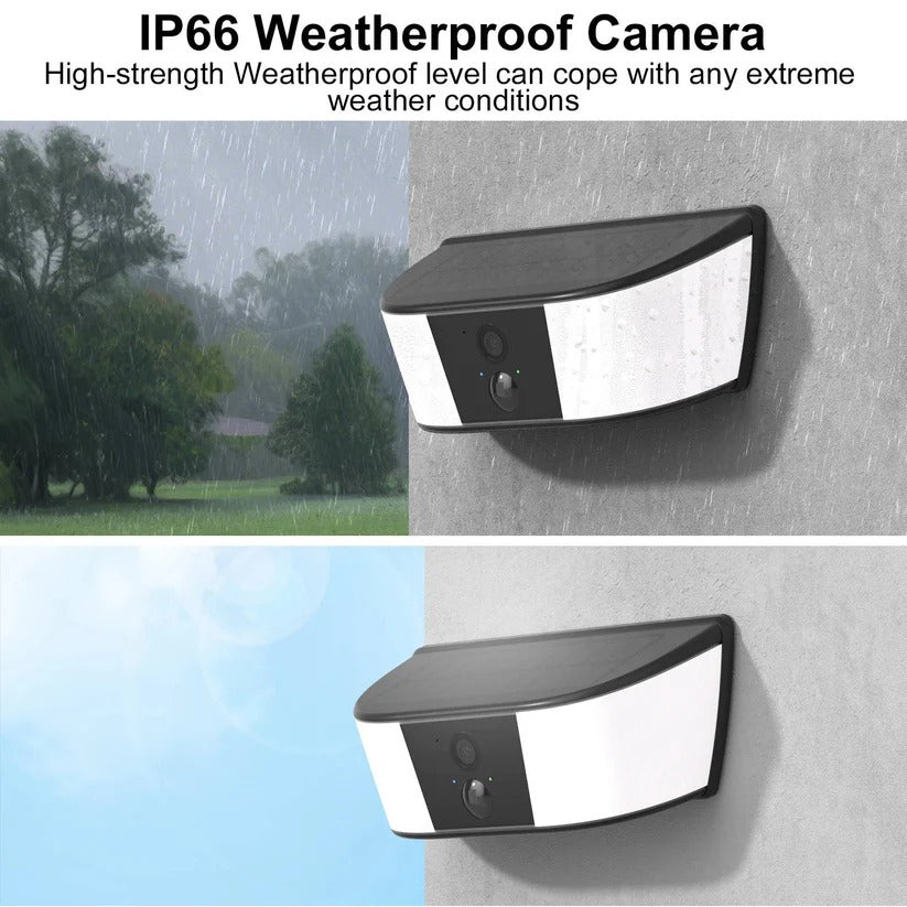 Wireless Solar-Powered Security Camera with Floodlight & PIR Motion Detection - Outdoor Surveillance Solution