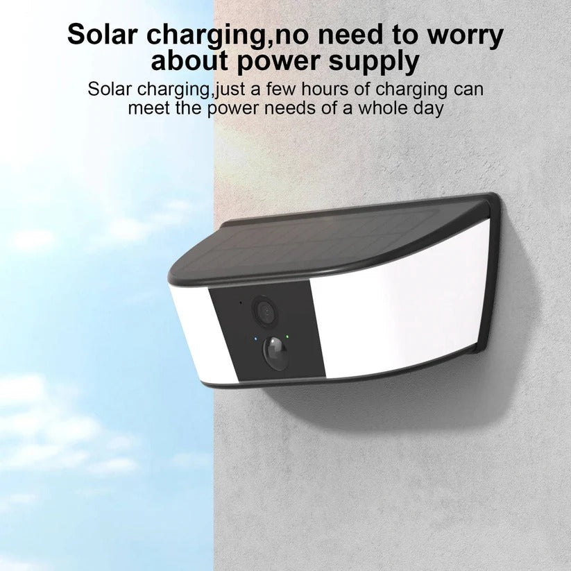Wireless Solar-Powered Security Camera with Floodlight & PIR Motion Detection - Outdoor Surveillance Solution