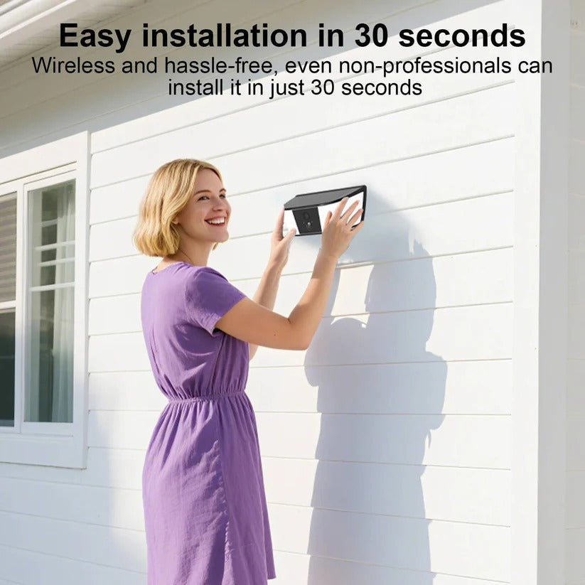 Wireless Solar-Powered Security Camera with Floodlight & PIR Motion Detection - Outdoor Surveillance Solution