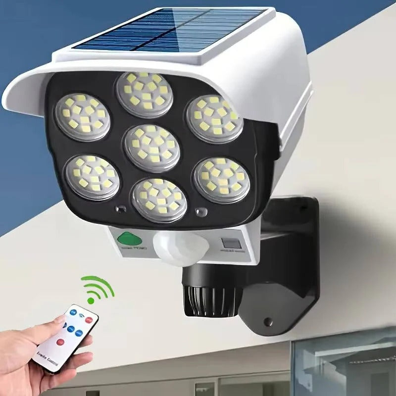 77 LED Solar Outdoor Floodlight with Motion Sensor - 3 Adjustable Lighting Modes for Security & Landscape Illumination
