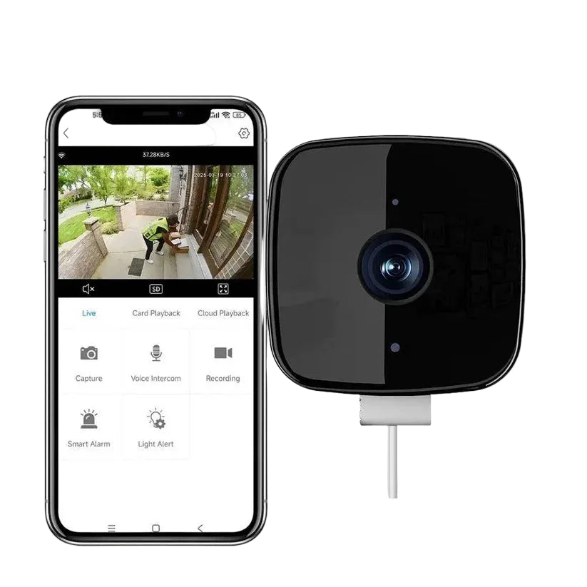 1080P Indoor WiFi Security Camera with Adhesive Window Mount & Two-Way Audio - Smart Home Surveillance