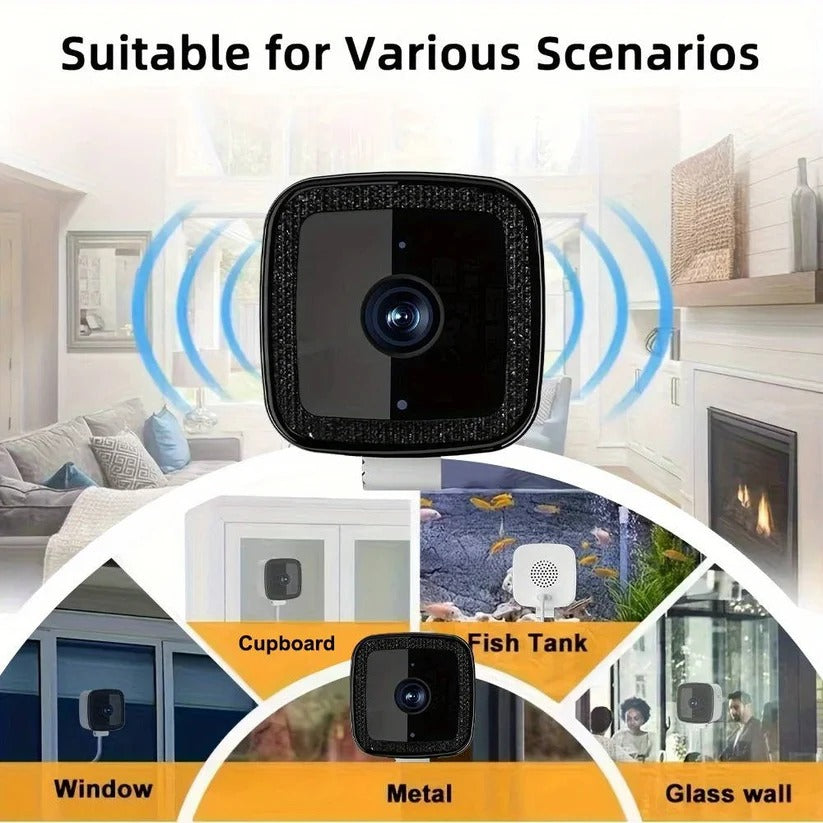 1080P Indoor WiFi Security Camera with Adhesive Window Mount & Two-Way Audio - Smart Home Surveillance