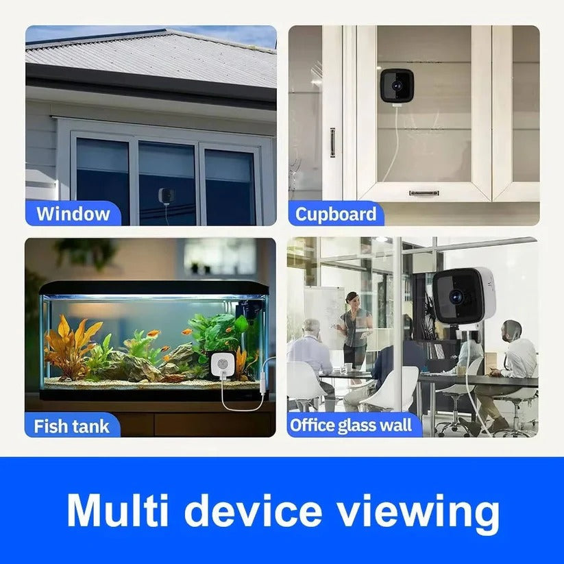 1080P Indoor WiFi Security Camera with Adhesive Window Mount & Two-Way Audio - Smart Home Surveillance
