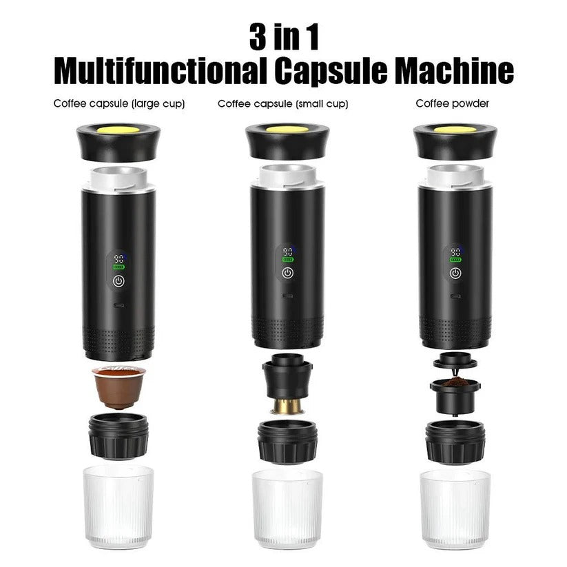 Portable 20 Bar Espresso Machine - Versatile for Capsule & Ground Coffee - Compact & Travel-Friendly