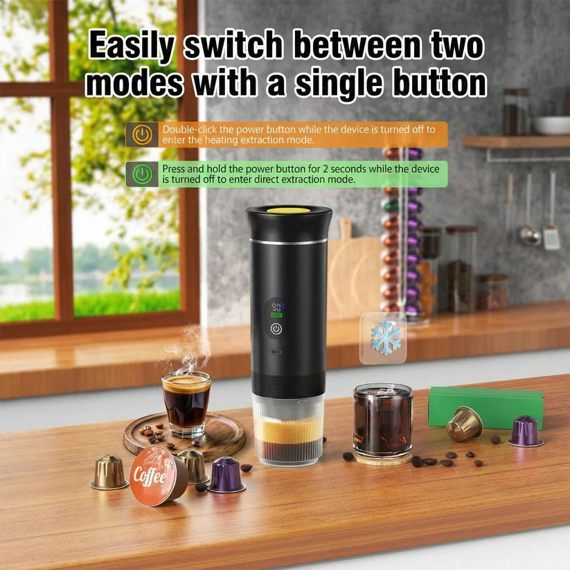 Portable 20 Bar Espresso Machine - Versatile for Capsule & Ground Coffee - Compact & Travel-Friendly
