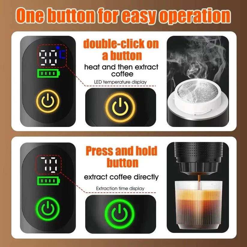Portable 20 Bar Espresso Machine - Versatile for Capsule & Ground Coffee - Compact & Travel-Friendly