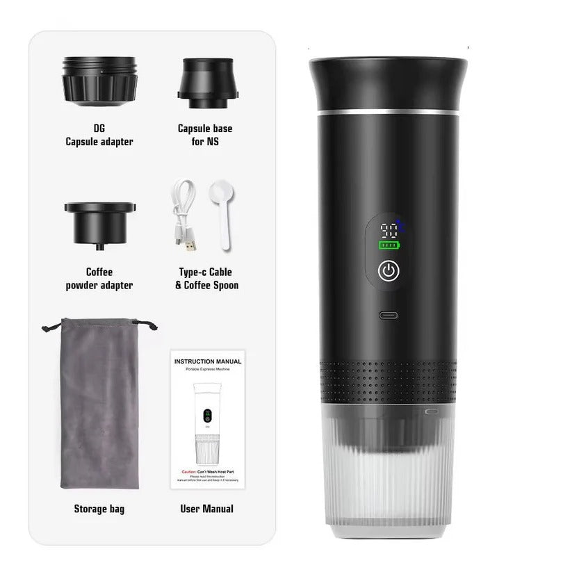 Portable 20 Bar Espresso Machine - Versatile for Capsule & Ground Coffee - Compact & Travel-Friendly