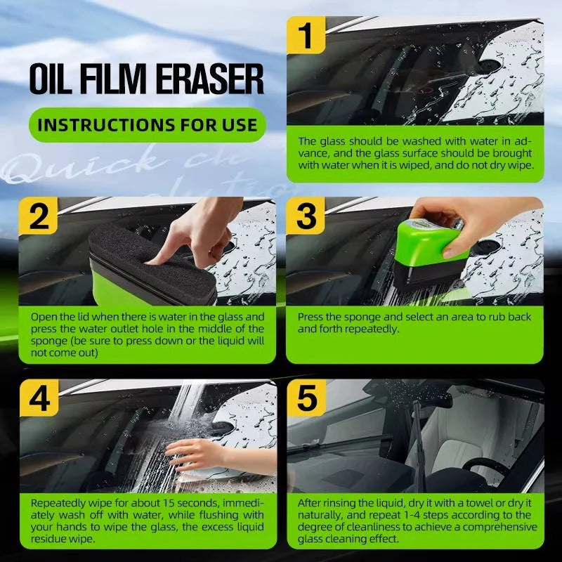 Set of 3 Car Window Glass Cleaning Brushes with Oil Film Coating - Streak-Free Shine & Easy Grip