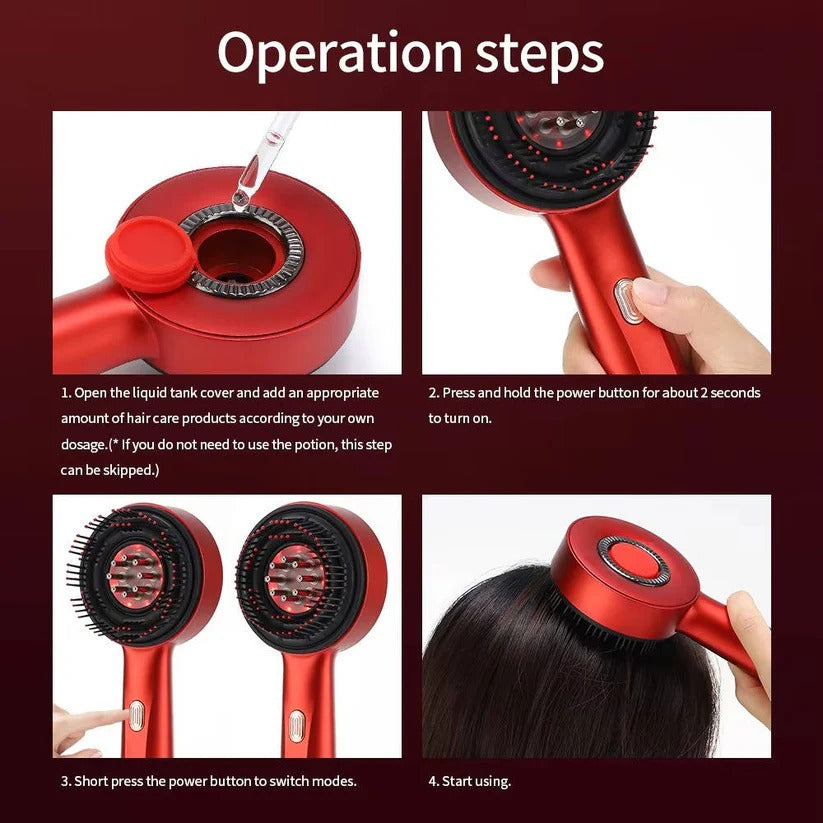 Red Light Scalp Massage Brush for Enhanced Hair Growth & Scalp Health