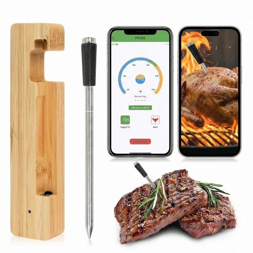 Bluetooth 5.2 Wireless Meat Thermometer with App Control - Perfect for BBQ & Grilling - Accurate Temperature Monitoring & Alerts