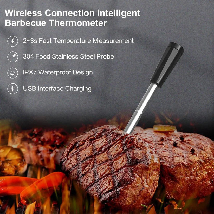 Bluetooth 5.2 Wireless Meat Thermometer with App Control - Perfect for BBQ & Grilling - Accurate Temperature Monitoring & Alerts
