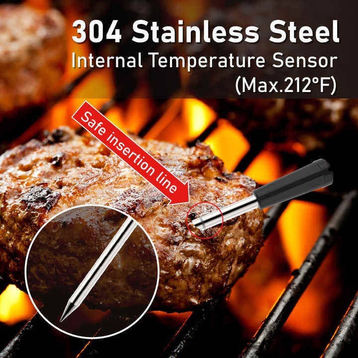 Bluetooth 5.2 Wireless Meat Thermometer with App Control - Perfect for BBQ & Grilling - Accurate Temperature Monitoring & Alerts