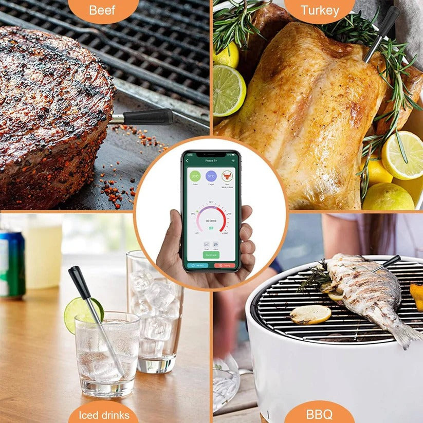 Bluetooth 5.2 Wireless Meat Thermometer with App Control - Perfect for BBQ & Grilling - Accurate Temperature Monitoring & Alerts