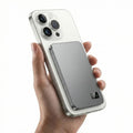 Slim Aluminum Portable Charger with Fast Wireless Charging for iPhone - Magnetic Design, Lightweight & Compact