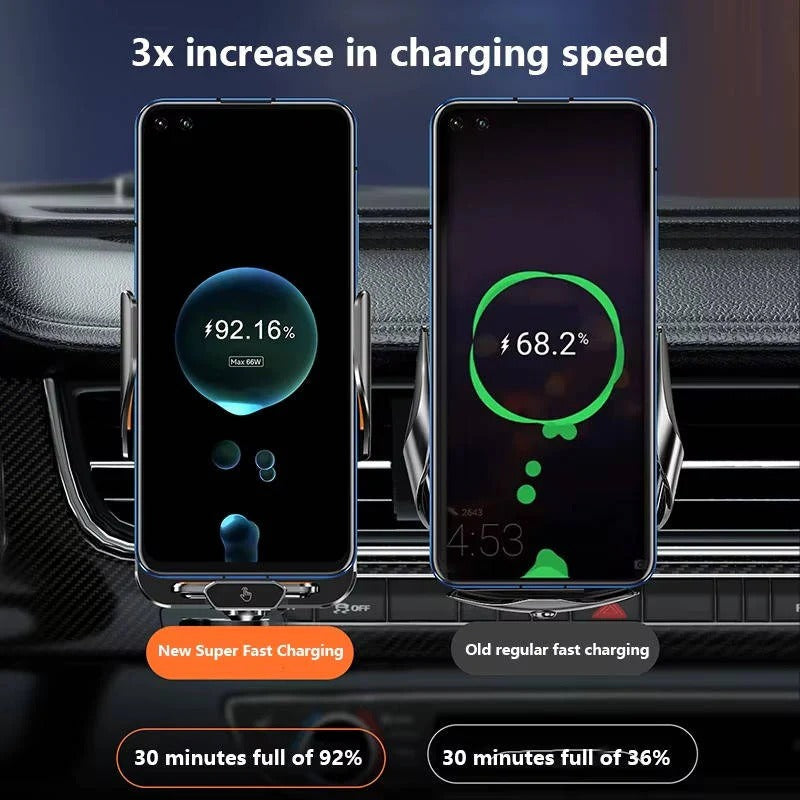 Auto Clamping Wireless Car Phone Mount with Fast Charging - Air Vent Compatible