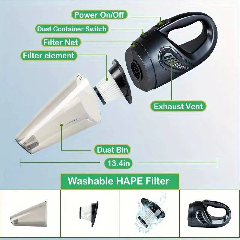 High-Suction 12V Corded Handheld Auto Vacuum for Interior Detailing - Powerful Car Cleaning Tool