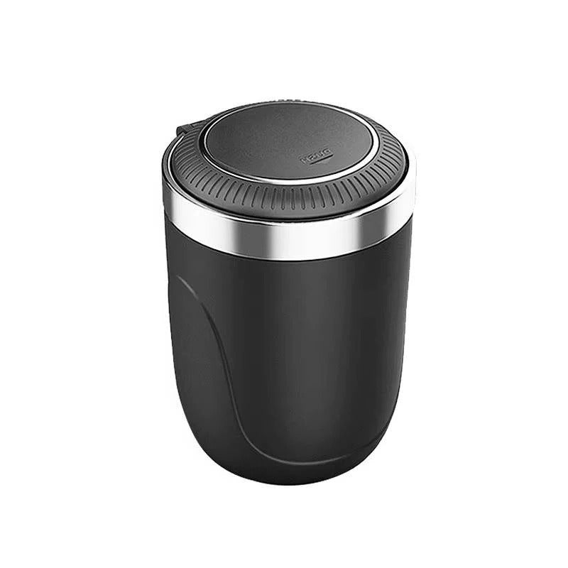 LED Light Portable Cup Holder Ashtray - Lidded, Odor Resistant & Travel-Friendly Design