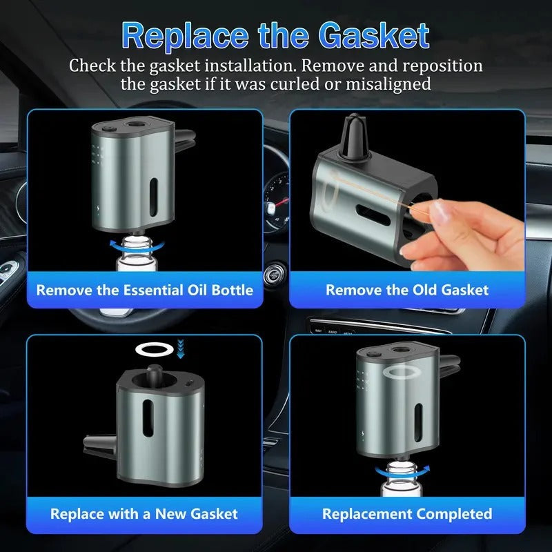 Waterless Car Aromatherapy Diffuser - Adjustable Fragrance Intensity + 3 Refill Bottles for Long-Lasting Freshness