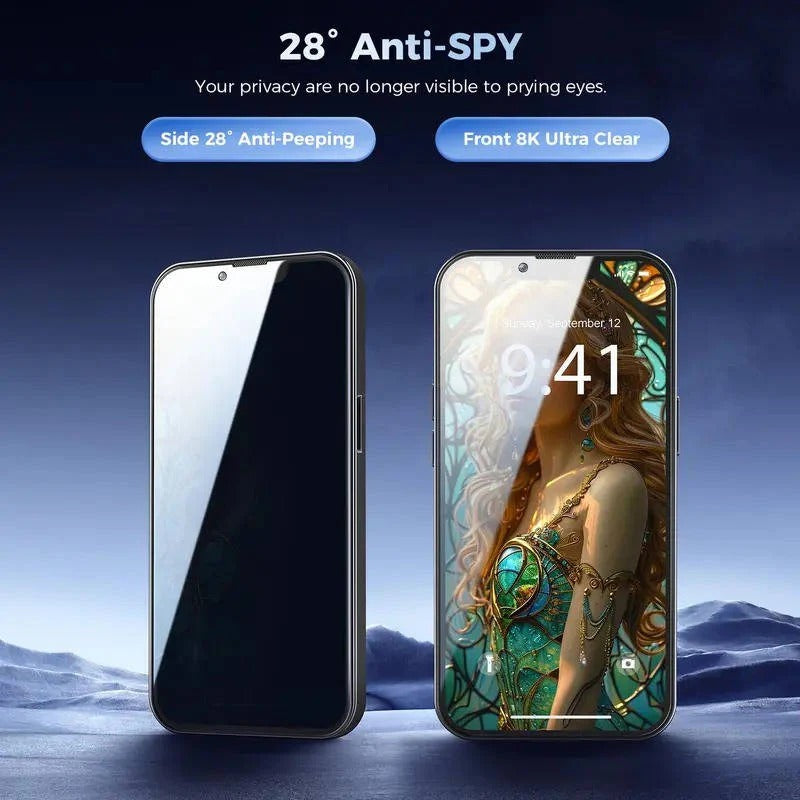 Dual Pack Anti-Spy Tempered Glass Screen Protector for All iPhone Models - Privacy Protection & Scratch Resistance