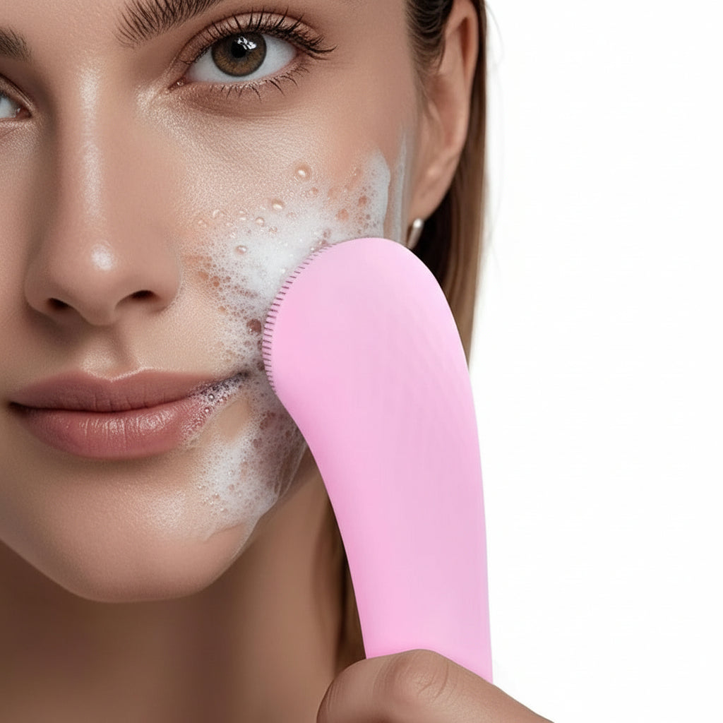 Rechargeable Silicone Face Scrubber with Heated Massage & Vibrating Exfoliation – Spa-Quality Skincare Tool for Deep Cleansing & Gentle Exfoliation