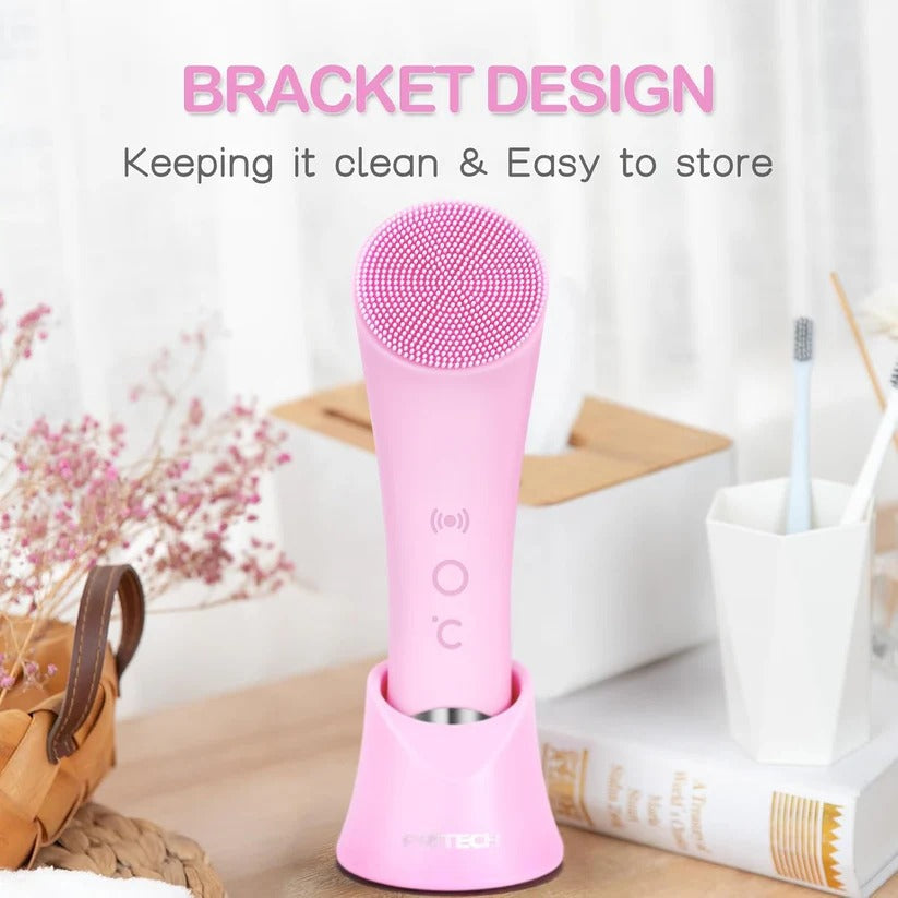 Rechargeable Silicone Face Scrubber with Heated Massage & Vibrating Exfoliation – Spa-Quality Skincare Tool for Deep Cleansing & Gentle Exfoliation