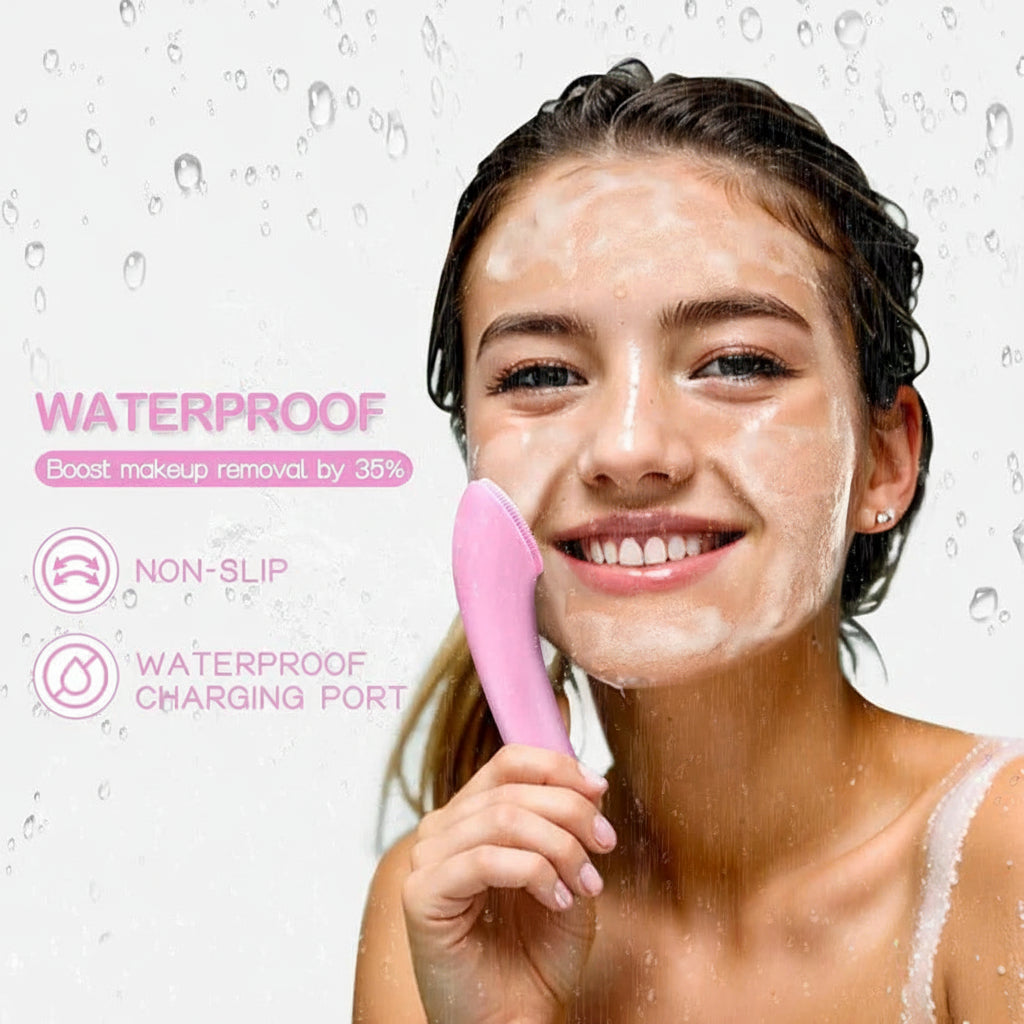 Rechargeable Silicone Face Scrubber with Heated Massage & Vibrating Exfoliation – Spa-Quality Skincare Tool for Deep Cleansing & Gentle Exfoliation
