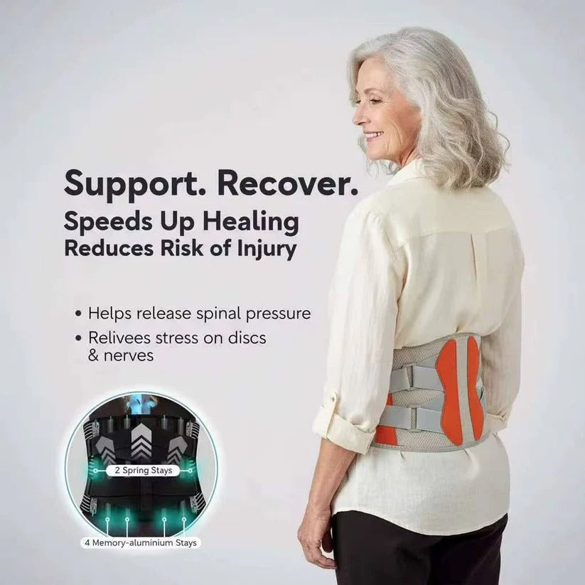 Adjustable Lumbar Support Back Brace for Lower Back Pain Relief - Ergonomic Design for Comfort & Stability